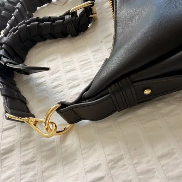 NWT Jules Kae shoulder/crossbody/hobo bag in black vegan leather - Picture 2 of 12